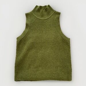 VTG Jessica Simpson Women's Ribbed Sleeveless Knit‎ Sweater Top Green Medium Y2K